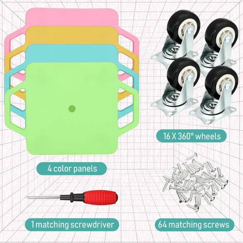 Miniatura 5 de Jerify 4 piezas de patinete deportivo con asas, ruedas de plástico, patineta para sentarse en el suelo, para niños, gimnasio, actividades