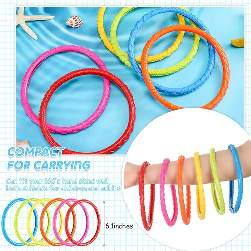 Miniatura 2 de Lewtemi 30 anillos de buceo de arco iris para piscina, juguete de buceo para niños, fácil de encontrar y agarrar, adecuado para niños y adultos, 6
