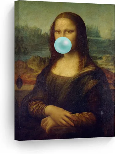 Miniatura 17 de Smile Art Design Obra maestra de Leonardo Da Vinci Mona Lisa - Lienzo impreso en lienzo con diseño de chicles rosados, pinturas famosas, arte