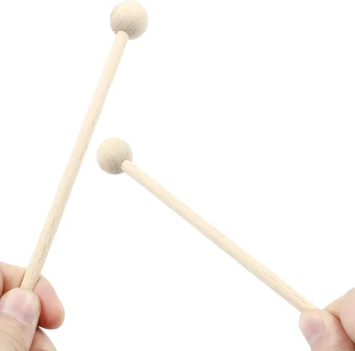 Miniatura 3 de Luomorgo 2 mazos de xilófono de madera, mazos Glockenspiel, paletas de percusión, baquetas de 8 pulgadas para campana, carillón, mazos de tambor
