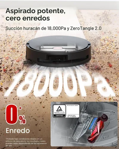 Miniatura 5 de Yeedi Robot aspirador y trapeador S14 Plus, succión de 18,000 Pa, mopa con rodillo OZMO, ZeroTangle 2.0, sensor TruEdge 3D, estación todo en uno
