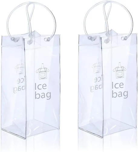 Bolsa de vino de hielo, portátil, plegable, transparente, con asa, para fiestas, exteriores, champán, cerveza fría, vino blanco, bebidas frías,