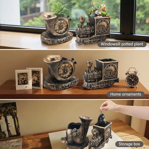 Miniatura 3 de Macetas de suculentas de estilo retro con drenaje, maceta para interior/exterior, macetas nostálgicas de cactus/bonsai para decoración del hogar