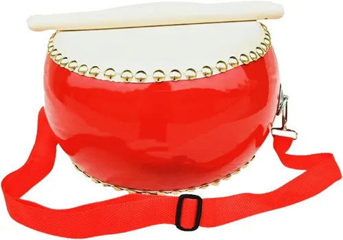 Miniatura 4 de Tambores Percusión Tambor Chino Pandereta de Mano Taiko Bongos Regalos Musicales Instrumentos para Niños Conjunto de Aprendizaje Sensorial Niño