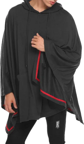 Miniatura 3 de COOFANDY - Poncho con capucha, unisex, casual, suéter con bolsillo