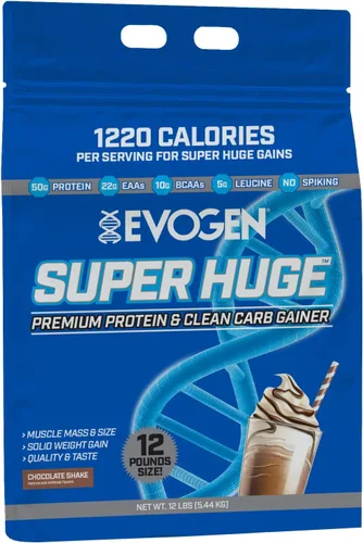 Evogen Polvo de proteína súper enorme ganador de masa | 1.76 oz de proteína, batido de chocolate | Ganador de peso alto en calorías para hombres y