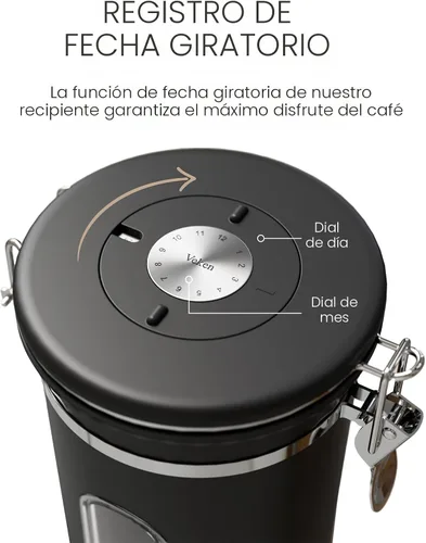 Miniatura 6 de Veken Recipiente de Café con Ventana, Contenedor Hermético de Acero Inoxidable para Despensa, Organizadores de Almacenamiento de Alimentos para Negro