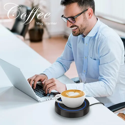 Miniatura 9 de Calentador de taza de café, calentadores de bebidas eléctricos para uso en escritorio de oficina y hogar, posavasos inteligente con termostato