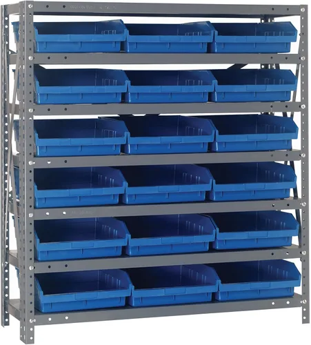 Miniatura 67 de Quantum QSBU-245BK Heavy Duty Shelving Unit with (7) Shelves and (24) QUS245 Black Bins for Garage Warehouse Storage Distribution 400 lb Load