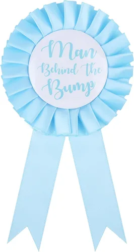 Botón divertido para baby shower con texto en inglés «Man Behind The Bump» para papá | Decoraciones de fiesta, suministros divertidos para papá para