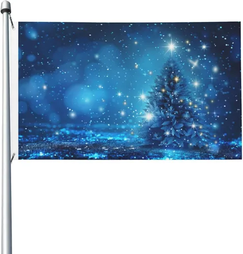 Miniatura 10 de Bonita bandera de copos de nieve de ciervos de gnomo de Navidad, pancarta de poliéster de 3 x 5 pies con ojales, banderas de jardín, patio, casa