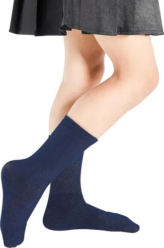 Miniatura 5 de COZYOFFI 4 pares de calcetines de algodón sin costuras para niñas y niños, uniforme escolar