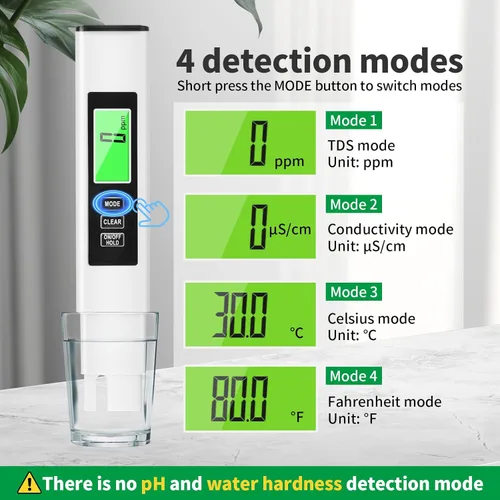 Miniatura 7 de Nuevo 4 en 1 Medidor TDS, medidor TDS, medidor digital de agua, preciso y confiable, medidor de agua, TDS EC y medidor de temperatura (° C/° F)
