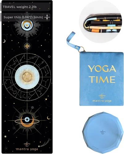Miniatura 15 de Mantra Yoga Travel PRO 1.5mm con almohadilla para las rodillas - Esterilla plegable para fitness y ejercicio con bolsa Ligera, compacta