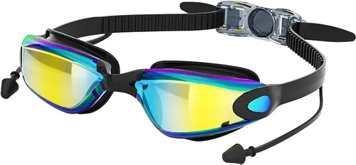 Gafas de natación, antivaho anti-UV, sin fugas, gafas de natación ajustables con visión clara para mujeres y hombres Con color