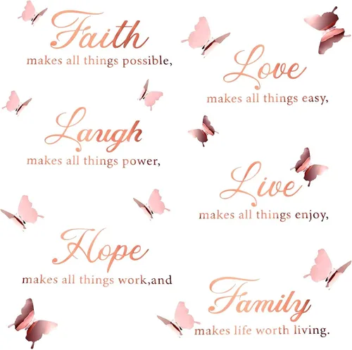 Miniatura 8 de Boao 6 calcomanías motivacionales de pared con 12 calcomanías de mariposa 3D con citas inspiradoras para decoración del hogar y la oficina (negro)
