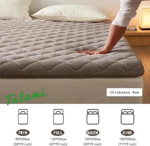 Miniatura 3 de Cubrecolchón de futón plegable japonés con parte inferior transpirable, tapete de tatami Shikibuton, colchón de campamento portátil, para cama