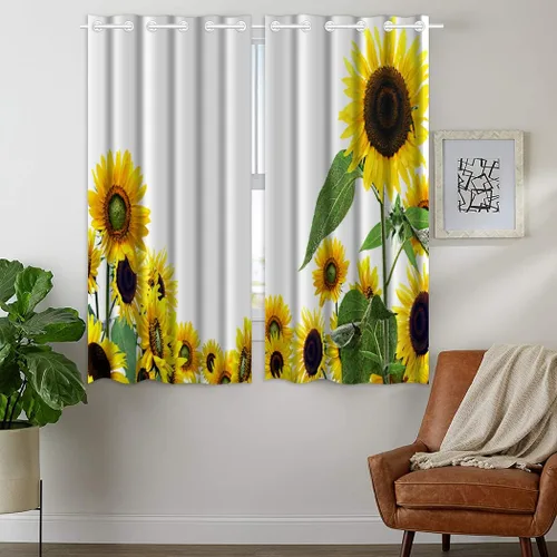 Miniatura 12 de Cortinas opacas de 42 x 63 pulgadas (2 paneles) con ojales para oscurecer la parte superior para dormitorio y sala de estar, deportes, béisbol