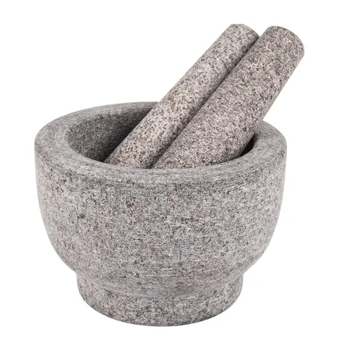 Comie Juego de mortero y mortero, resistente, granito sin pulir, capacidad de 6 pulgadas-2 tazas, molinillo para especias y semillas, molienda,
