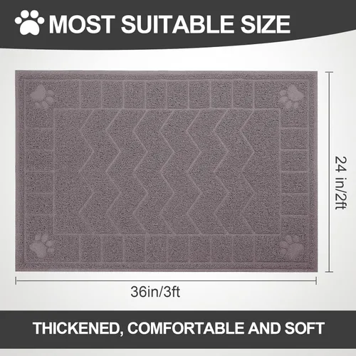 Miniatura 2 de Alfombrilla de arena para gatos, alfombrilla de arena que atrapa la arena suave para las patas de los gatitos, 35" x 24" alfombrilla de caja de Gris
