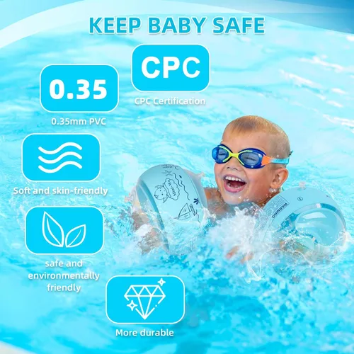 Miniatura 5 de Flotadores inflables de brazo para niños, bandas de brazo de natación rosa y azul para piscina, flotadores de brazo para piscina, alas de agua