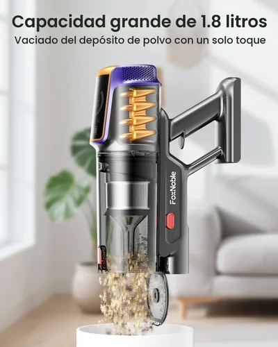 Miniatura 8 de Aspiradora inalámbrica, 55 kPa, 650 W, 650 W, 65 minutos, para el hogar, aspiradora de palo con pantalla LED y cepillo antienredos y diseño
