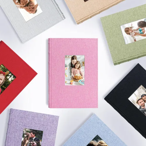 Miniatura 8 de Álbum de fotos Vienrose 10x15 cm con 50 bolsillos, cubierta de lino con áreas de notas, libro de fotos mini, libro de fotos con inserción para boda
