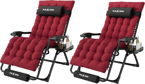 Miniatura 20 de Amopatio Silla de gravedad cero de gran tamaño, silla reclinable de 29 pulgadas de ancho, con bloqueo y reposapiés mejorados, soporte para tazas