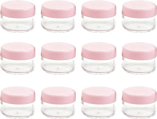 Miniatura 9 de 12 recipientes cosméticos redondos de plástico negro recargables, sin BPA, 0.5 fl oz/0.5 oz, con tapas