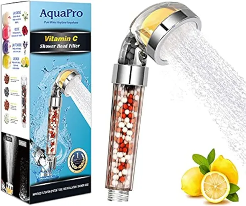 Cabezal de ducha de alta presión, cabezal de ducha con filtro de vitamina C, cabezal de mano de ahorro de agua, filtro de cloro y flúor que ayuda a