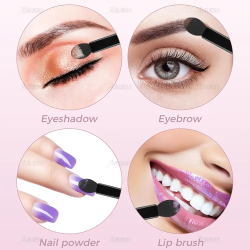 Miniatura 3 de AUEAR, Paquete de 50 pinceles desechables para sombra de ojos, aplicadores de esponja ovalada con punta ovalada, brocha de doble cara, herramienta