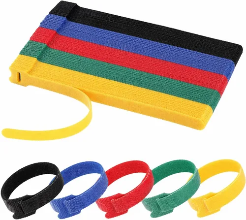 Miniatura 9 de 70 bridas de cables reutilizables color rosa, para organizar cables, reutilizables, para electrónica, de gancho y bucle para computadora, de 4, 6, 8