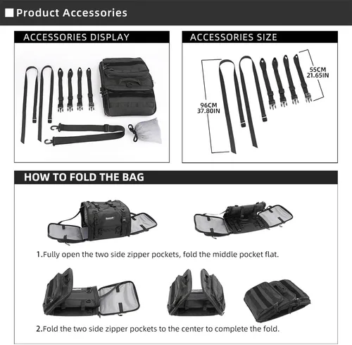 Miniatura 3 de Rhinowalk Bolsa trasera para motocicleta, bolsas de equipaje de viaje expandibles para motocicleta 33-45L, bolsa impermeable para todo clima