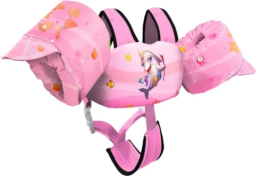 Miniatura 16 de Chriffer - Chaleco salvavidas para niños de 30 a 55 libras, flotadores con arnés de hombro con alas de brazo para niños y niñas de 2, 3, 4, 5, 6, 7