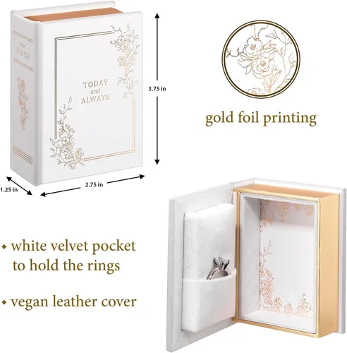 Miniatura 2 de Lillian Rose Caja de libros para anillos de boda, tamaño único, color blanco