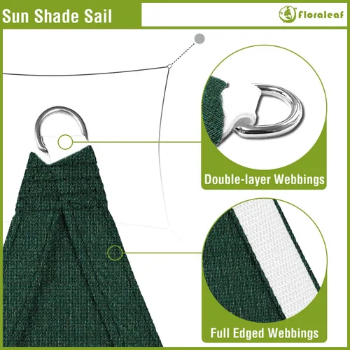 Miniatura 3 de Toldo triangular derecho, color verde, 2 x 2 x 3 pies, tela permeable al aire, toldo resistente para patio, jardín, al aire libre