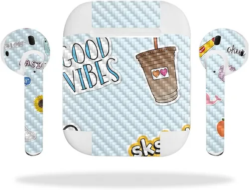 Miniatura 4 de MightySkins - Skin de fibra de carbono para Apple Airpods – Vsco Girl Acabado de fibra de carbono texturizado protector, duradero Fácil