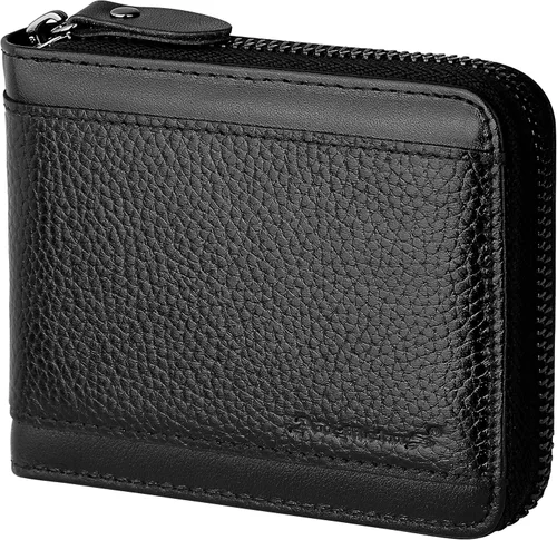 Miniatura 8 de Admetus Billeteras con bloqueo RFID para hombre, billetera de cuero con cremallera para hombres con tarjetero RFID plegable