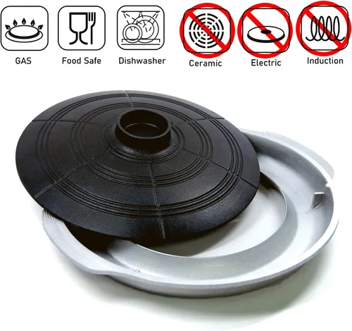 Miniatura 4 de COOKKING - Sartén para parrilla BBQ tradicional coreana, forma de caldera con tapa - Parrilla de aluminio fundido antiadherente