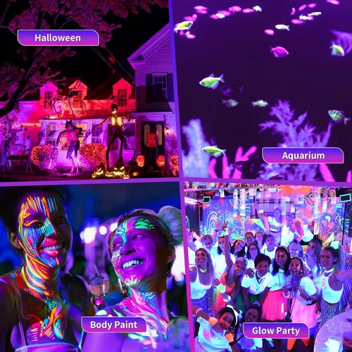 Miniatura 7 de Luz LED negra de 300 W: luz de inundación UV enchufable de 110 V para fiesta de neón brillante, Halloween, decoración de Navidad y exhibiciones