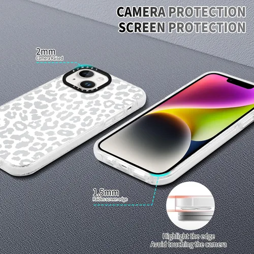 Miniatura 6 de Pack de 2 Fundas con Estampado de Guepardo para Apple iPhone 13 / iPhone 14 de 6.1 Pulgadas, Funda Transparente Linda Coquette con Patrones