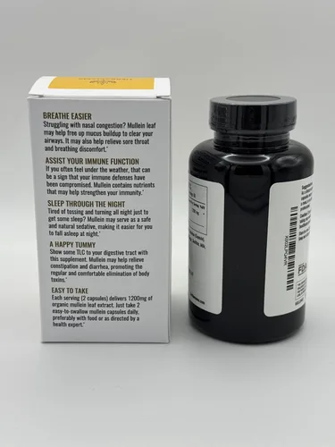 Miniatura 2 de HERBAMAMA Cápsulas de Hoja de Gordolobo - 1200mg de Extracto de Hoja de Gordolobo para Apoyo a la Desintoxicación Pulmonar - Suplemento Respiratorio
