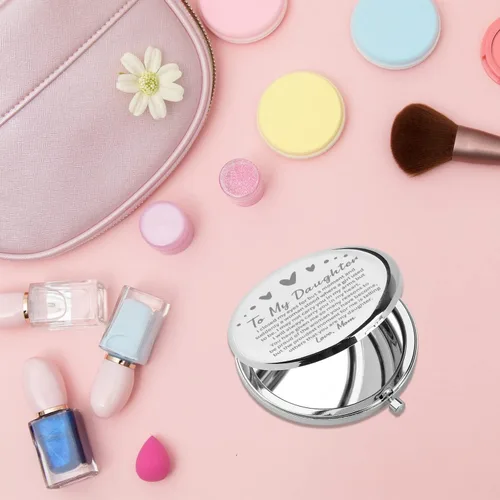 Miniatura 3 de PLITI Espejo compacto para hija con texto en inglés «To My Daughter» de mamá, papá, hija, regalo de graduación, espejo de bolsillo inspirador