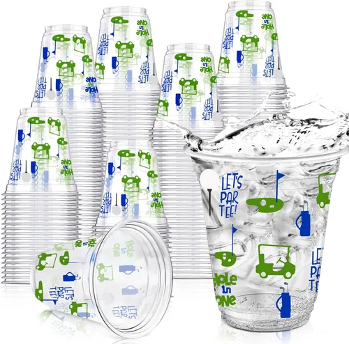 Miniatura 8 de Qinyoung 50 piezas de suministros de fiesta de golf con bola de golf de Masters, vasos de plástico transparente desechables de 12oz en masa, Let's