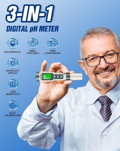 Miniatura 2 de Medidor de pH digital 3 en 1 con función TDS y temperatura, rango de medición de pH 0-14, precisión 0.01 de alta precisión, compensación automática