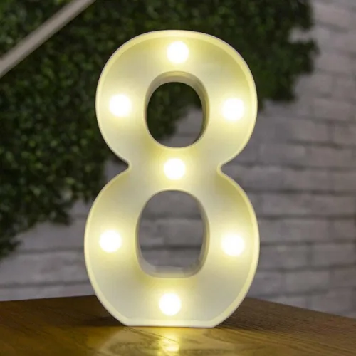 Miniatura 33 de anso Letras LED del alfabeto con números iluminados, letras de plástico blanco, decoración de pie de la A a la Z 0 ~ 9 (rosa corazón)