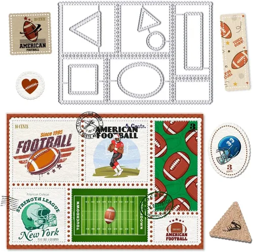 Miniatura 7 de Troqueles de sello postal del 4 de julio para decoración de cumpleaños de tarjetas, marco rectangular patriótico para tarjetas, diario de basura