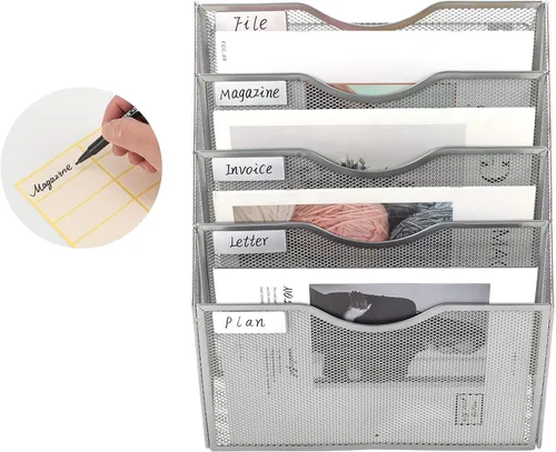 Miniatura 2 de EasyPAG Organizador de Archivos Colgante de Pared, Organizador de Correo de 5 Bolsillos Montado en Pared, Soporte Vertical para Documentos