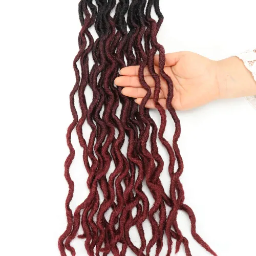 Miniatura 3 de Eliza Rastas gitanas onduladas de 18 pulgadas, cabello de ganchillo suave, 6 paquetes de trenzas sintéticas de diosa, raíces africanas, extensiones