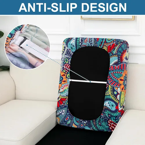 Miniatura 4 de Smiry Fundas de cojín de sofá estampadas, fundas elásticas suaves para sofá, fundas de sofá lavables antideslizantes, protector de muebles para Beige